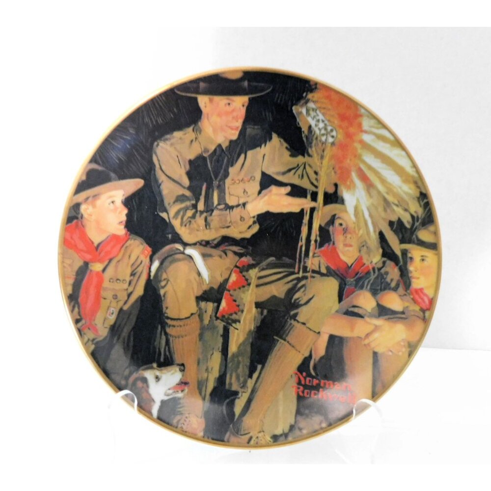 Norman Rockwell Boy Scouts Plate The Campfire Story Gorham Limited Edition - Picture 6 of 6